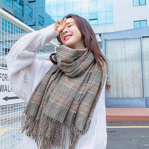Warm Cashmere Scarf Long Fringed Shawl